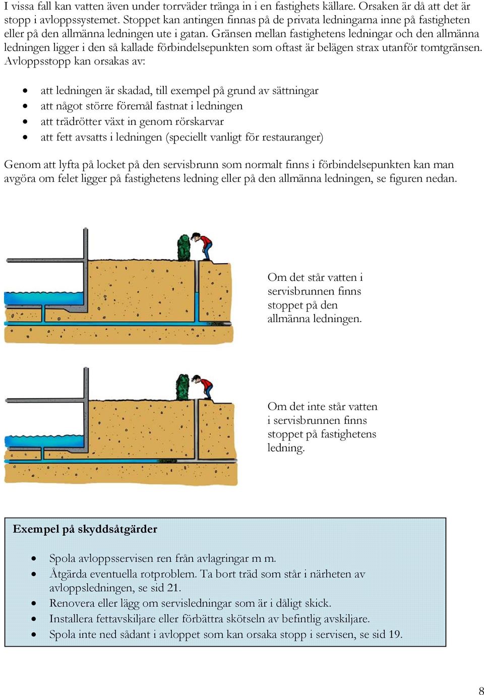 Gränsen mellan fastighetens ledningar och den allmänna ledningen ligger i den så kallade förbindelsepunkten som oftast är belägen strax utanför tomtgränsen.