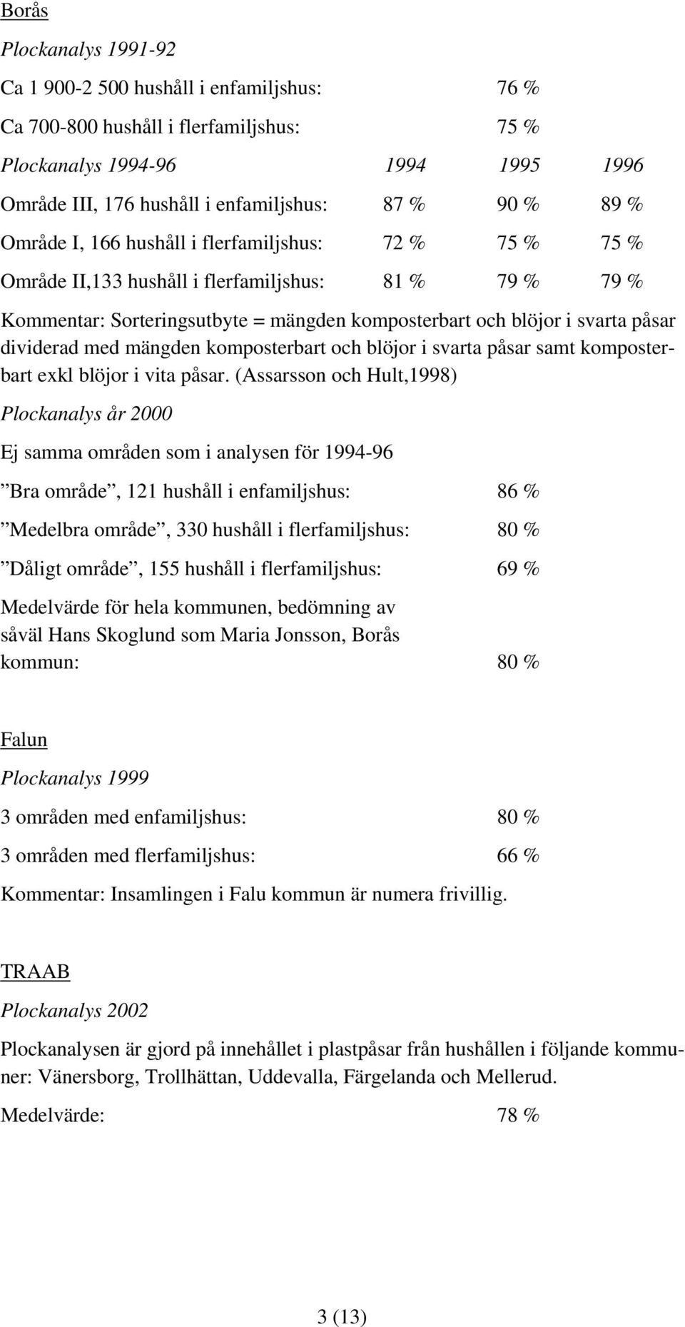 med mängden komposterbart och blöjor i svarta påsar samt komposterbart exkl blöjor i vita påsar.