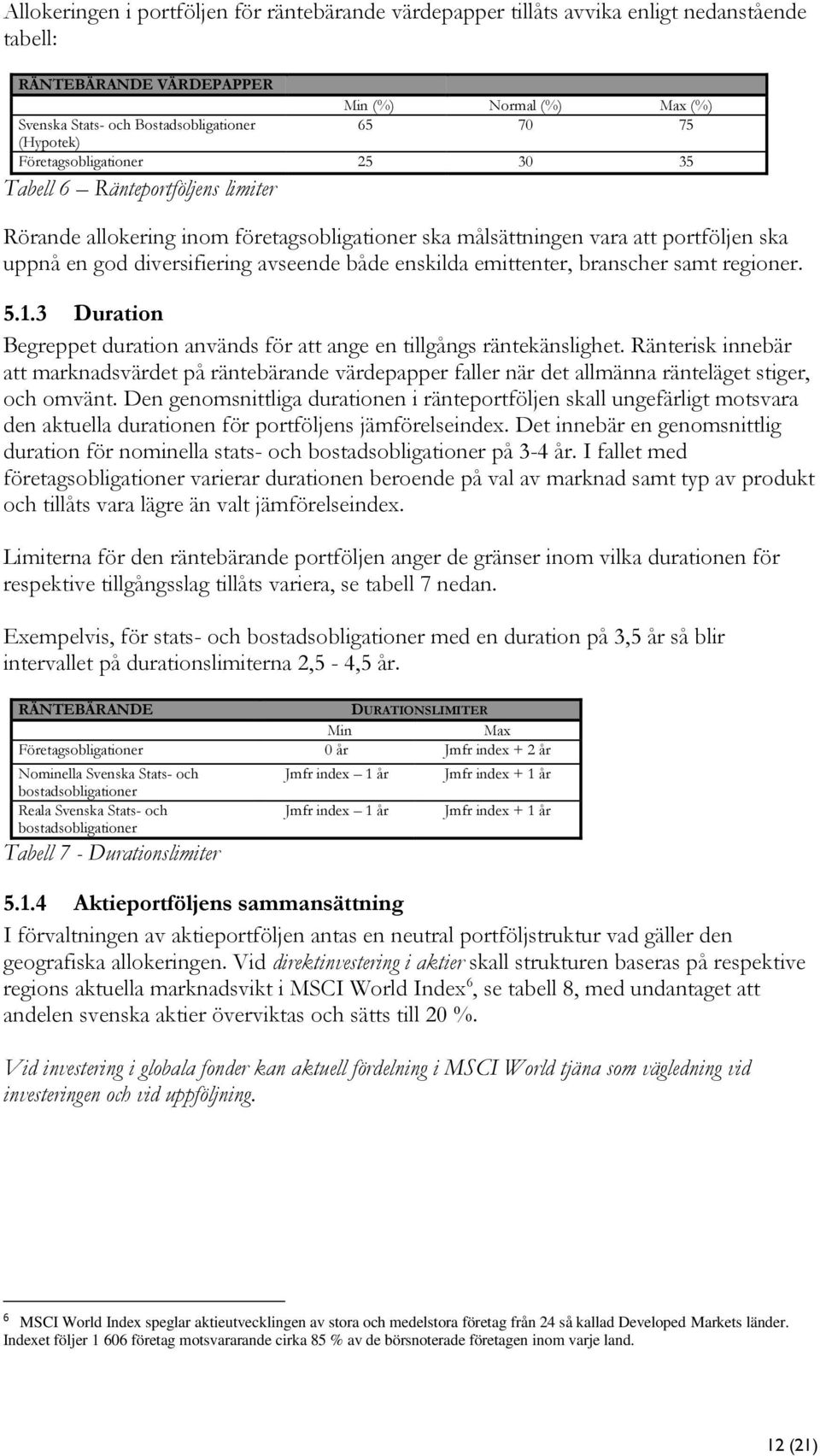 både enskilda emittenter, branscher samt regioner. 5.1.3 Duration Begreppet duration används för att ange en tillgångs räntekänslighet.