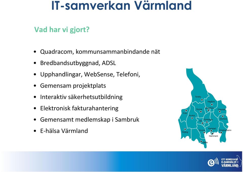 Upphandlingar, WebSense, Telefoni, Gemensam projektplats