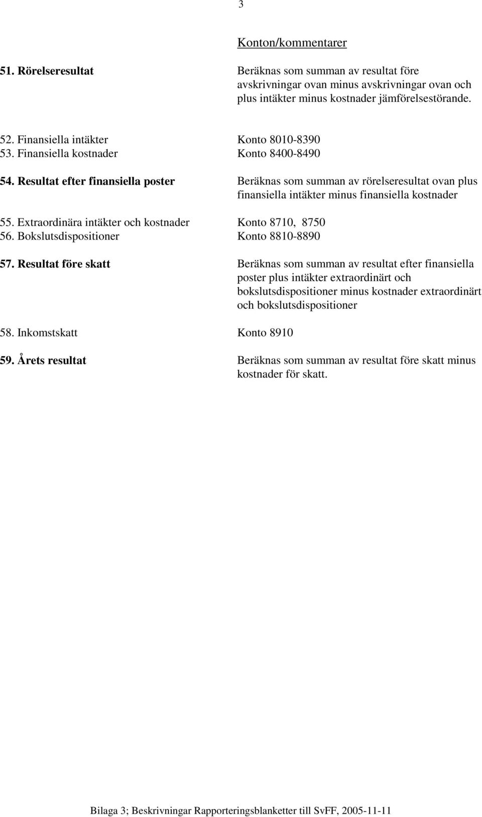 Resultat efter finansiella poster Beräknas som summan av rörelseresultat ovan plus finansiella intäkter minus finansiella kostnader 55. Extraordinära intäkter och kostnader Konto 8710, 8750 56.