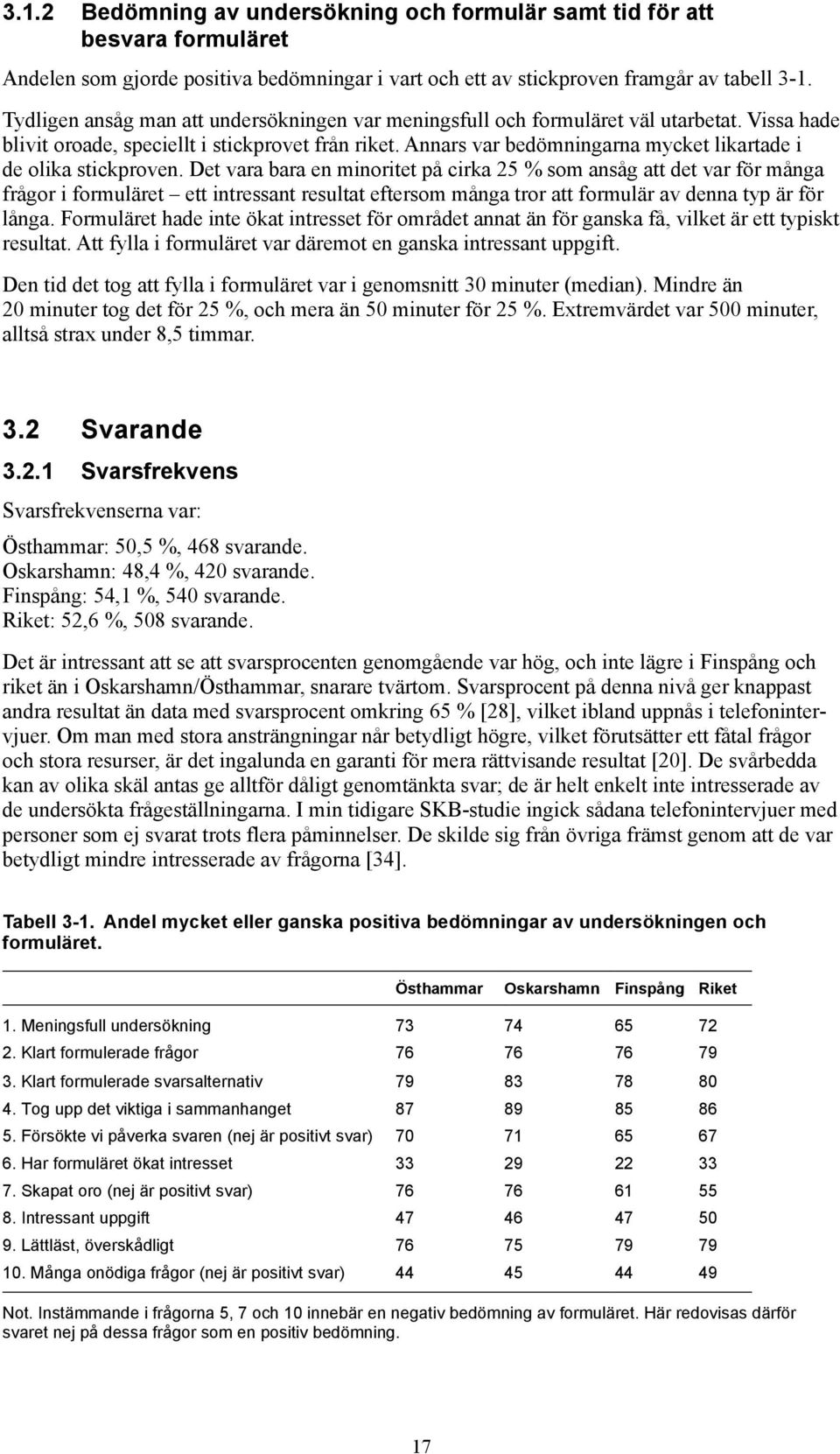 Annars var bedömningarna mycket likartade i de olika stickproven.