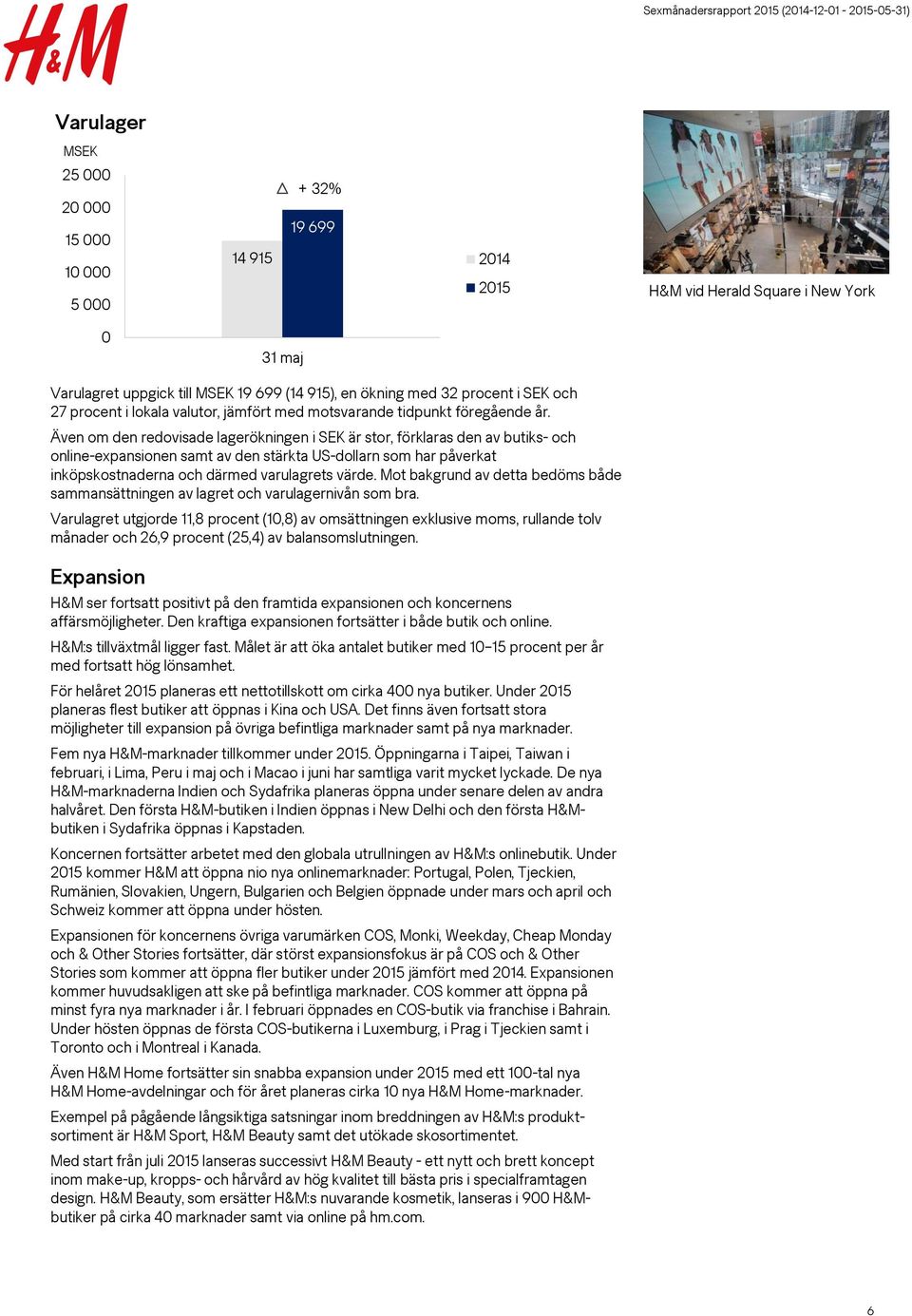 Även om den redovisade lagerökningen i SEK är stor, förklaras den av butiks- och online-expansionen samt av den stärkta US-dollarn som har påverkat inköpskostnaderna och därmed varulagrets värde.
