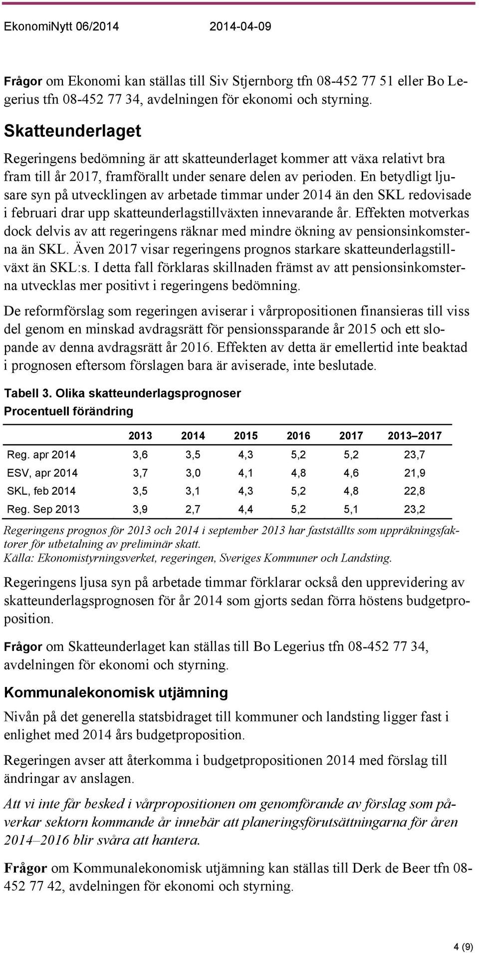 En betydligt ljusare syn på utvecklingen av arbetade timmar under 2014 än den SKL redovisade i februari drar upp skatteunderlagstillväxten innevarande år.