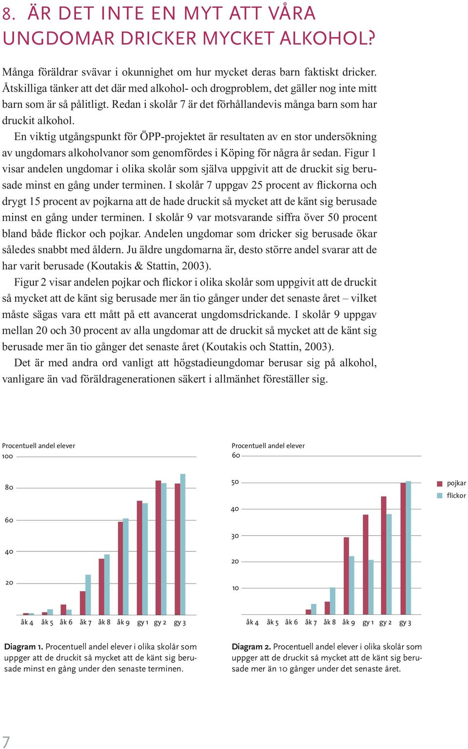 En viktig utgångspunkt för ÖPP-projektet är resultaten av en stor undersökning av ungdomars alkoholvanor som genomfördes i Köping för några år sedan.