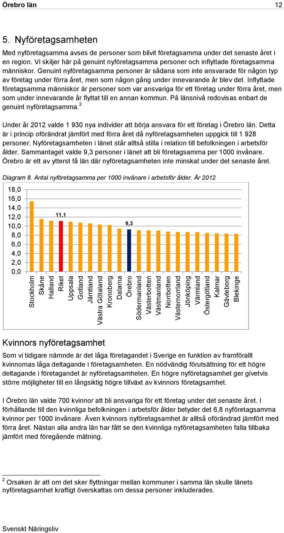 Vi skiljer här på genuint nyföretagsamma personer och inflyttade företagsamma människor.