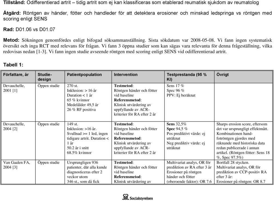 Vi fann ingen systematisk översikt och inga RCT med relevans för frågan. Vi fann 3 öppna studier som kan sägas vara relevanta för denna frågeställning, vilka redovisas nedan [13].