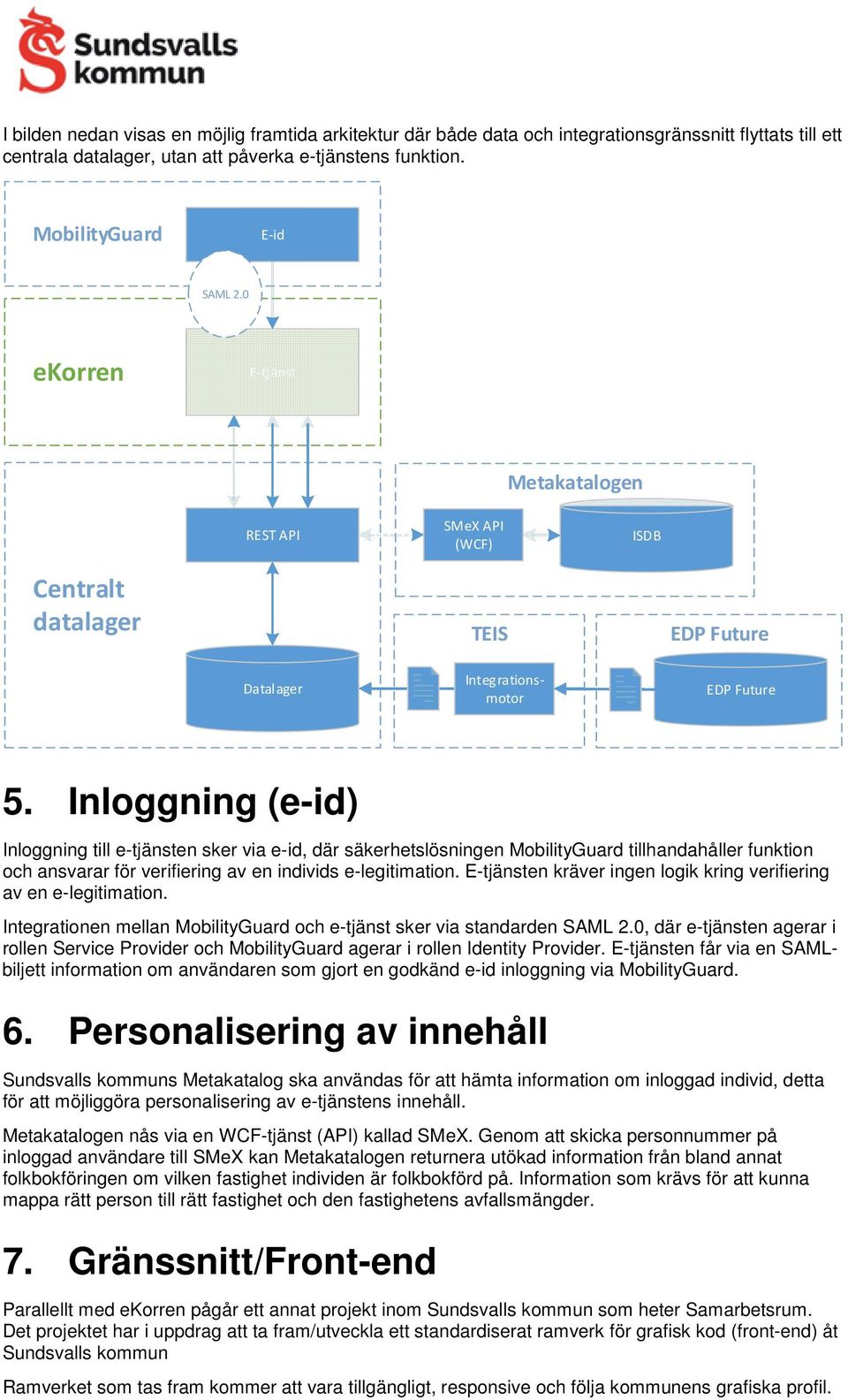 Inloggning (e-id) Inloggning till e-tjänsten sker via e-id, där säkerhetslösningen MobilityGuard tillhandahåller funktion och ansvarar för verifiering av en individs e-legitimation.