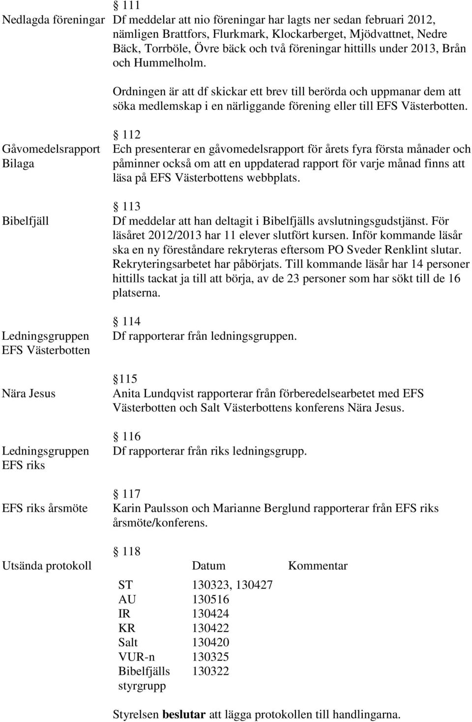 Gåvomedelsrapport Bibelfjäll Ledningsgruppen EFS Västerbotten Nära Jesus Ledningsgruppen EFS riks EFS riks årsmöte 112 Ech presenterar en gåvomedelsrapport för årets fyra första månader och påminner