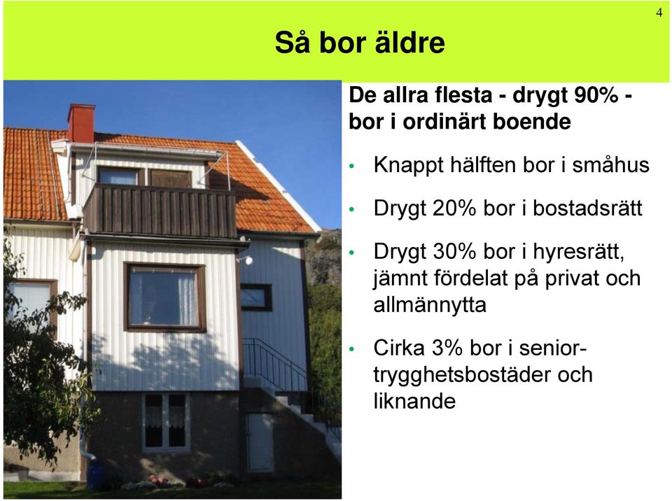 bostadsrätt Drygt 30% bor i hyresrätt, jämnt fördelat på