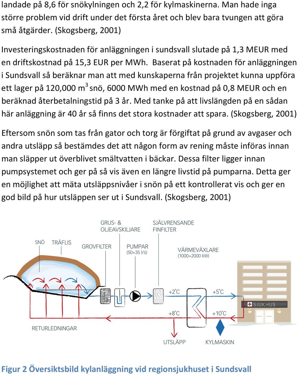 Baserat på kostnaden för anläggningen i Sundsvall så beräknar man att med kunskaperna från projektet kunna uppföra ett lager på 120,000 m 3 snö, 6000 MWh med en kostnad på 0,8 MEUR och en beräknad
