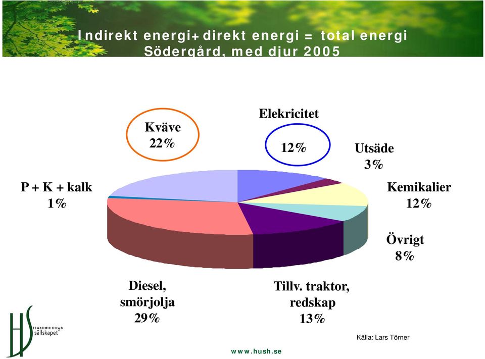 Elekricitet 12% Utsäde 3% Kemikalier 12% Övrigt 8%