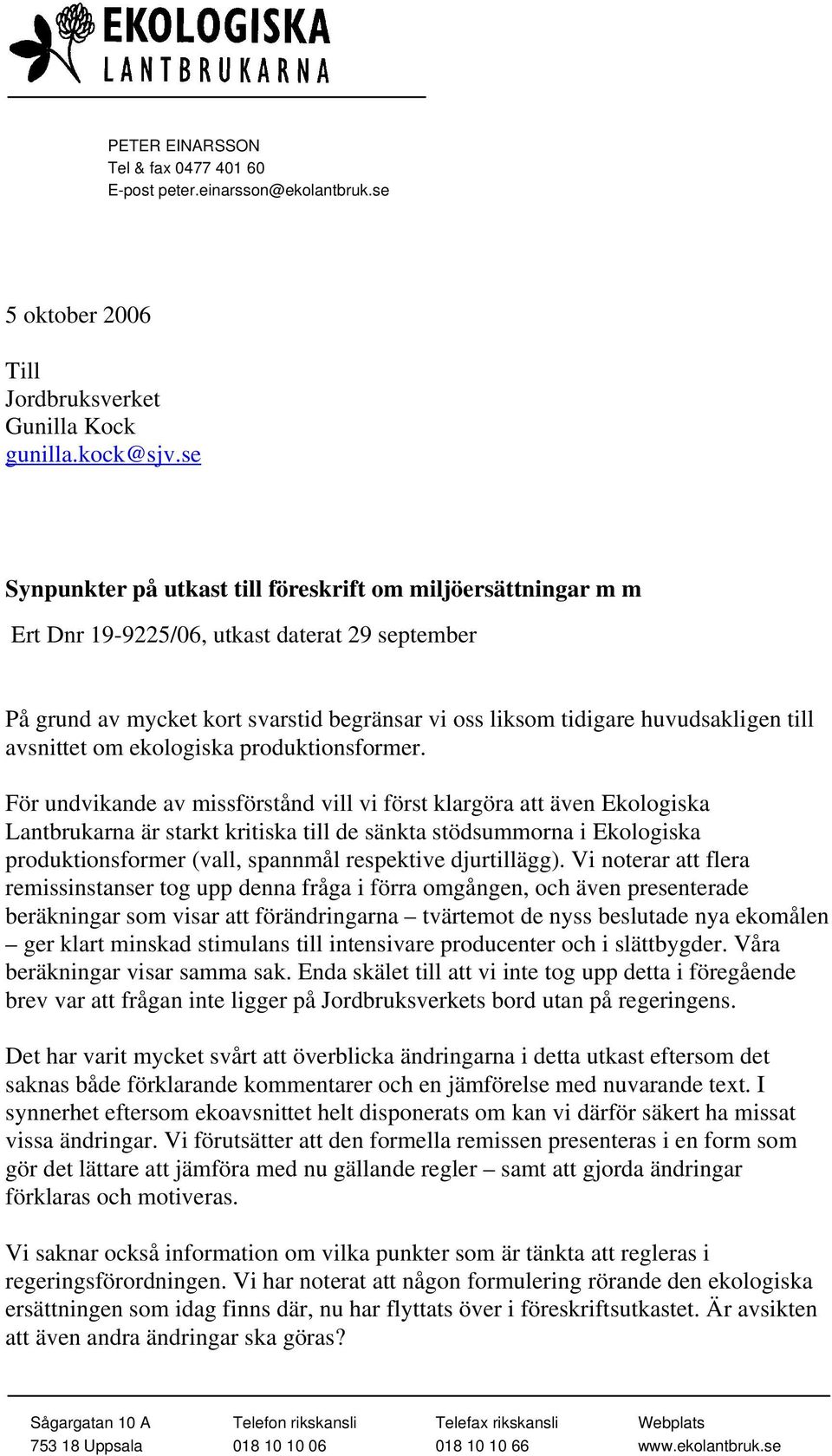 avsnittet om ekologiska produktionsformer.