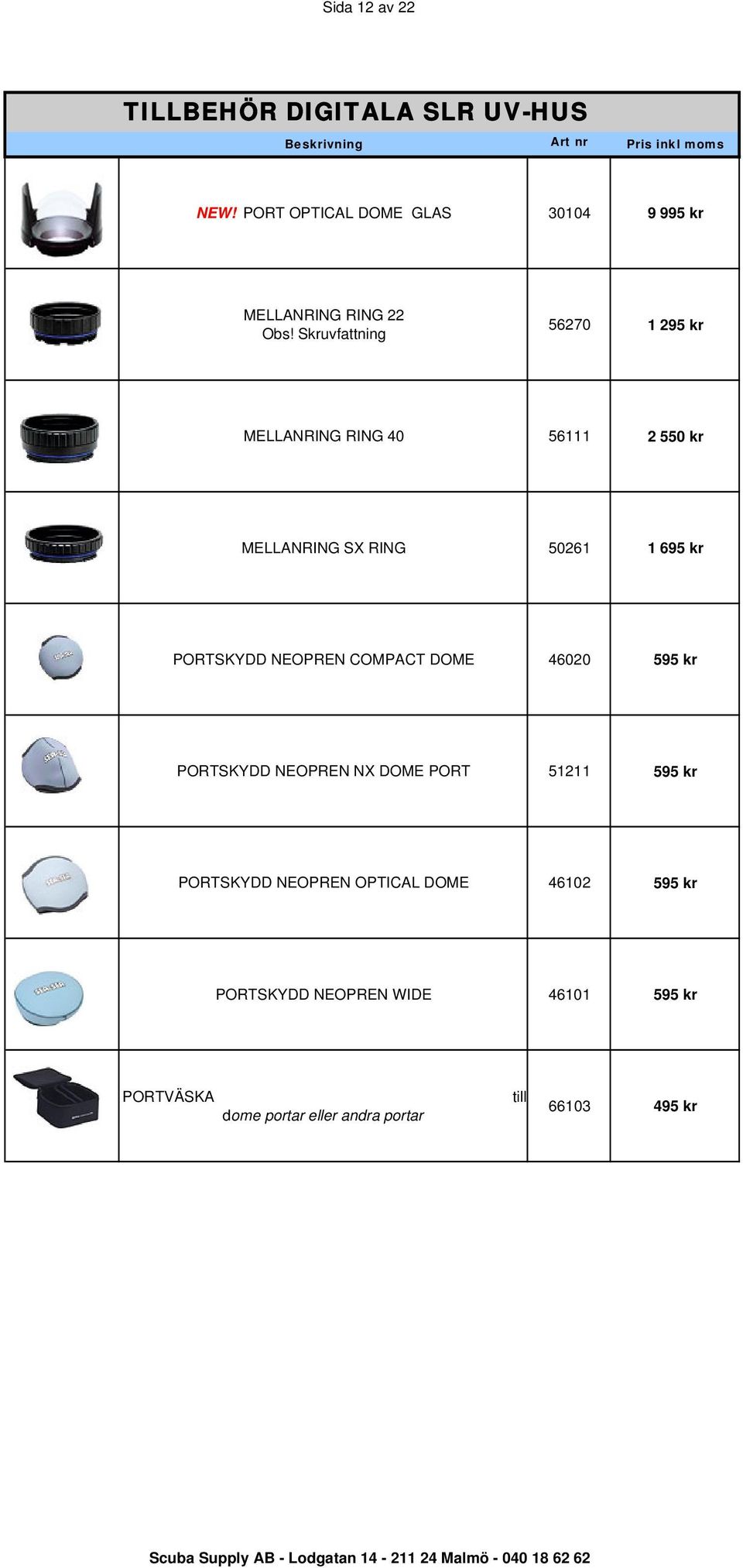 Skruvfattning 56270 1 295 kr MELLANRING RING 40 56111 2 550 kr MELLANRING SX RING 50261 1 695 kr PORTSKYDD