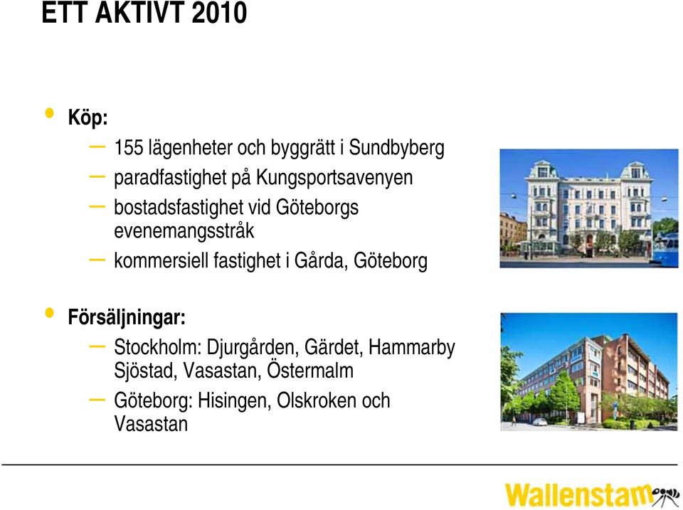 kommersiell fastighet i Gårda, Göteborg Försäljningar: Stockholm: Djurgården,