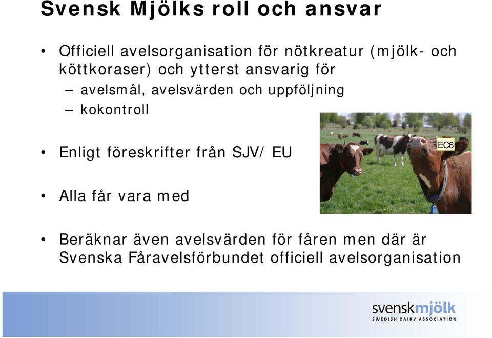 kokontrollk Enligt föreskrifter från SJV/ EU EC6 Alla får vara med Beräknar även