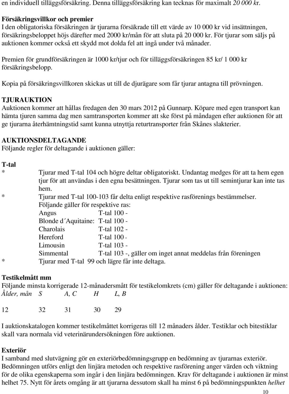 20 000 kr. För tjurar som säljs på auktionen kommer också ett skydd mot dolda fel att ingå under två månader.