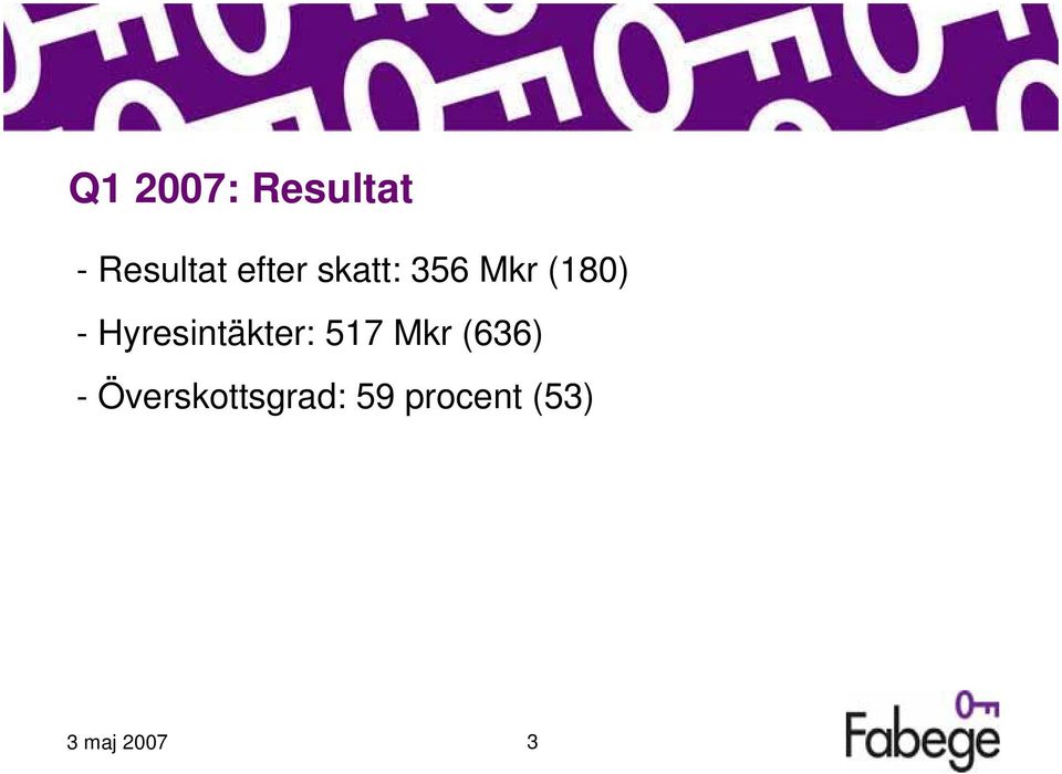 Hyresintäkter: 517 Mkr (636) -