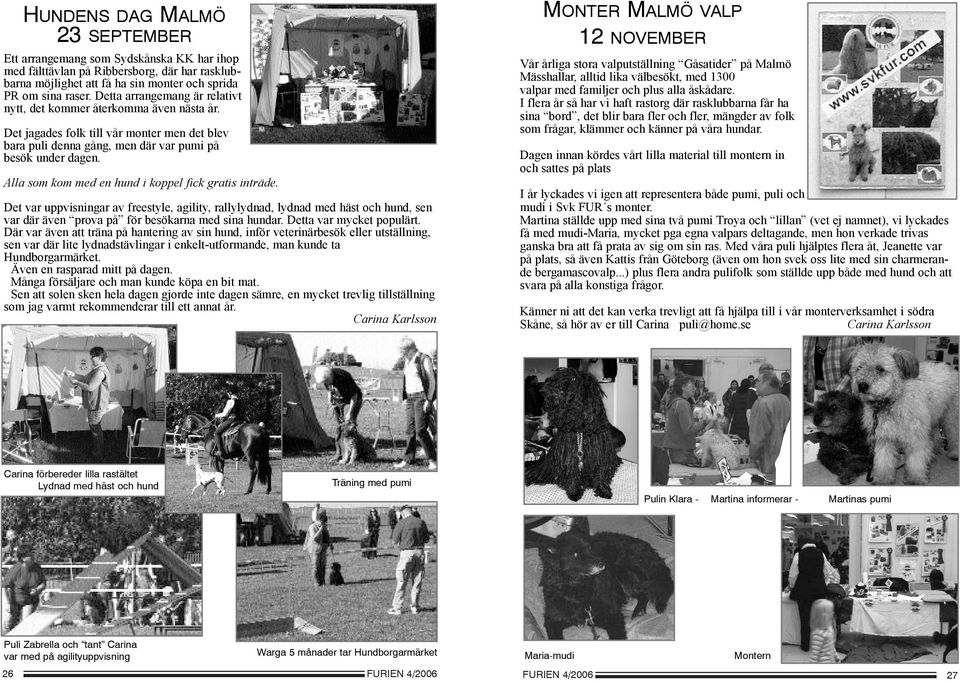 Alla som kom med en hund i koppel fick gratis inträde. Det var uppvisningar av freestyle, agility, rallylydnad, lydnad med häst och hund, sen var där även prova på för besökarna med sina hundar.