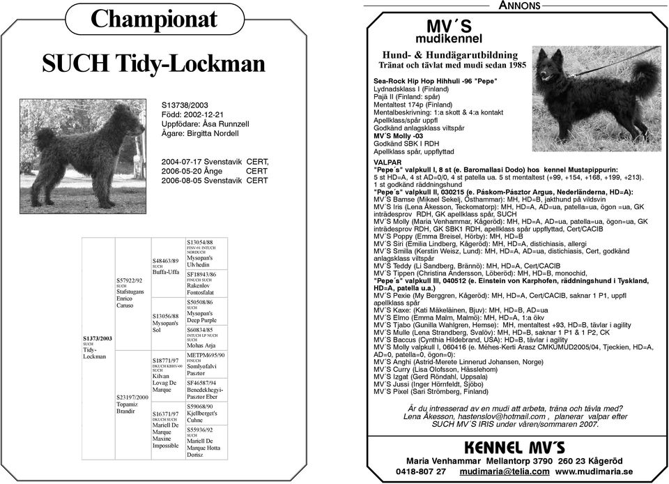 Fontosfalat S50508/86 SUCH S13056/88 Mysopan's Mysopan's Deep Purple Sol 8 S60834/85 INTUCH LP NUCH SUCH Mohas Arja S18771/97 DKUCH KBHV-00 SUCH Kilvan Lovag De Marque S16371/97 DKUCH SUCH Mariell De