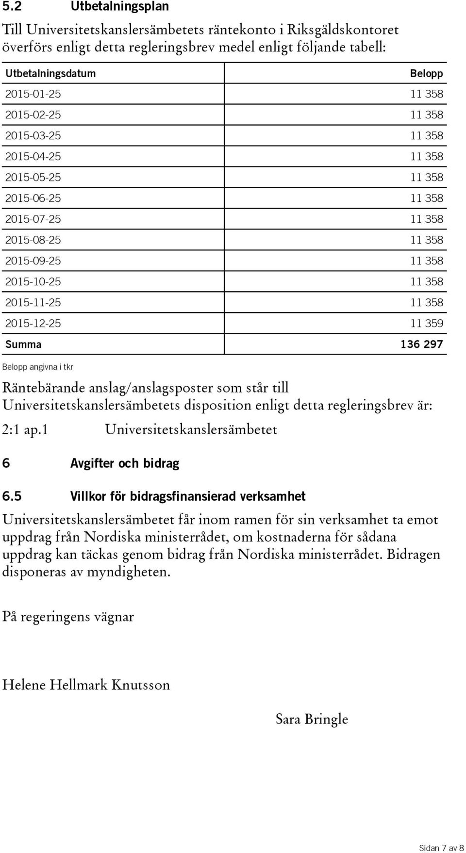 Summa 136 297 Belopp angivna i tkr Räntebärande anslag/anslagsposter som står till Universitetskanslersämbetets disposition enligt detta regleringsbrev är: 2:1 ap.