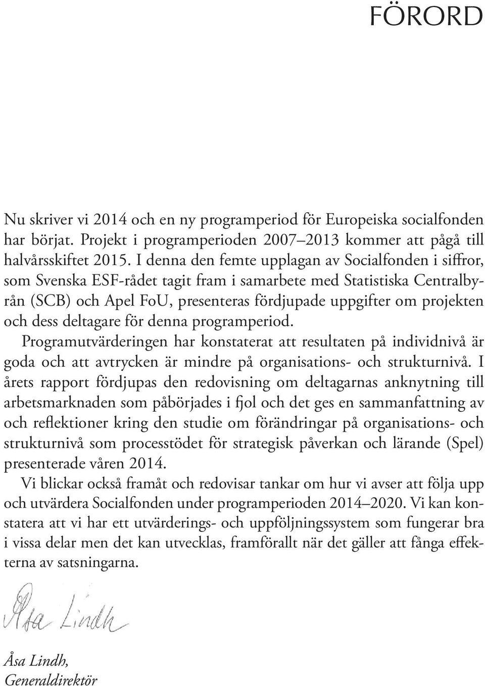 dess deltagare för denna programperiod. Programutvärderingen har konstaterat att resultaten på individnivå är goda och att avtrycken är mindre på organisations- och strukturnivå.