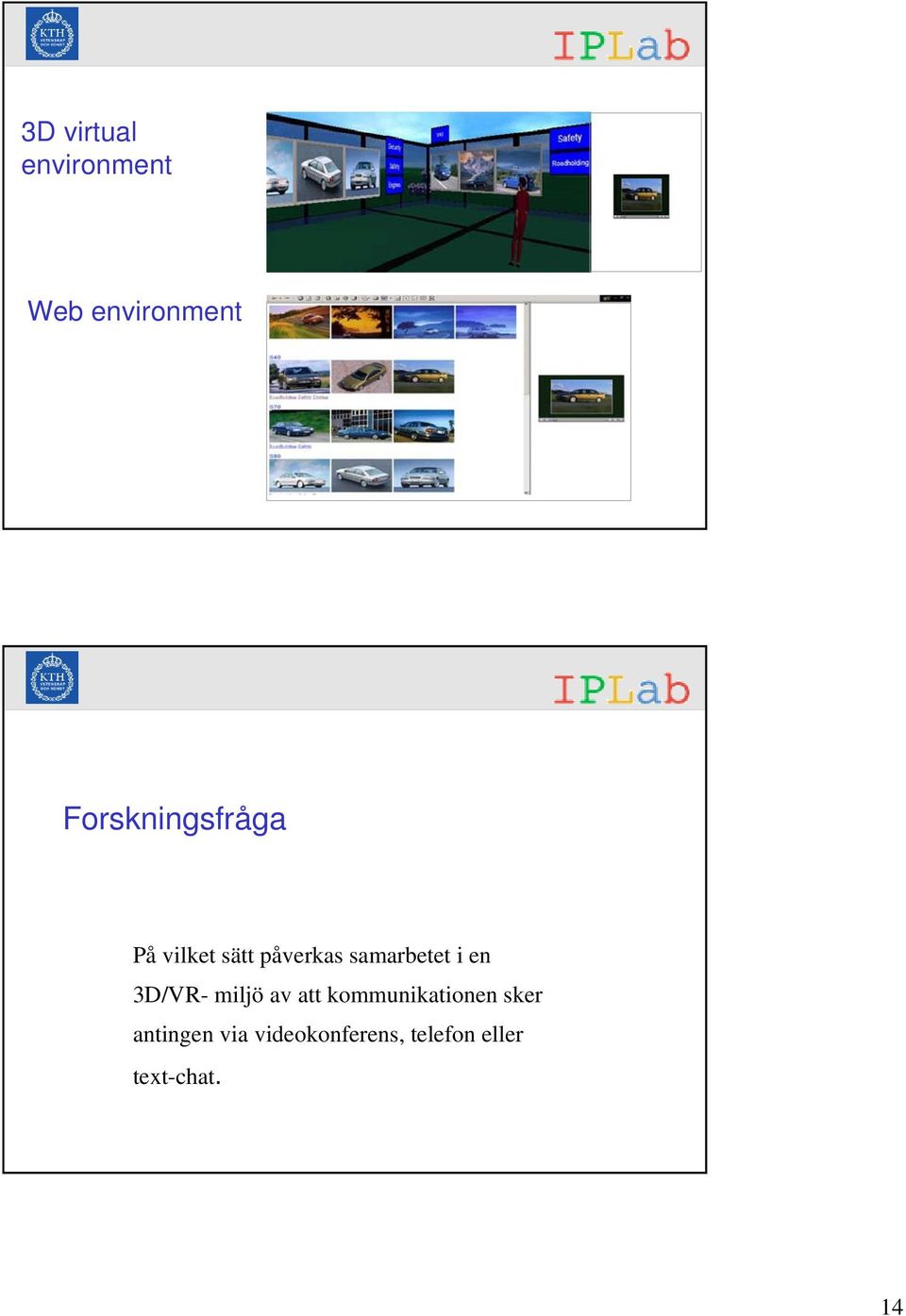 samarbetet i en 3D/VR- miljö av att