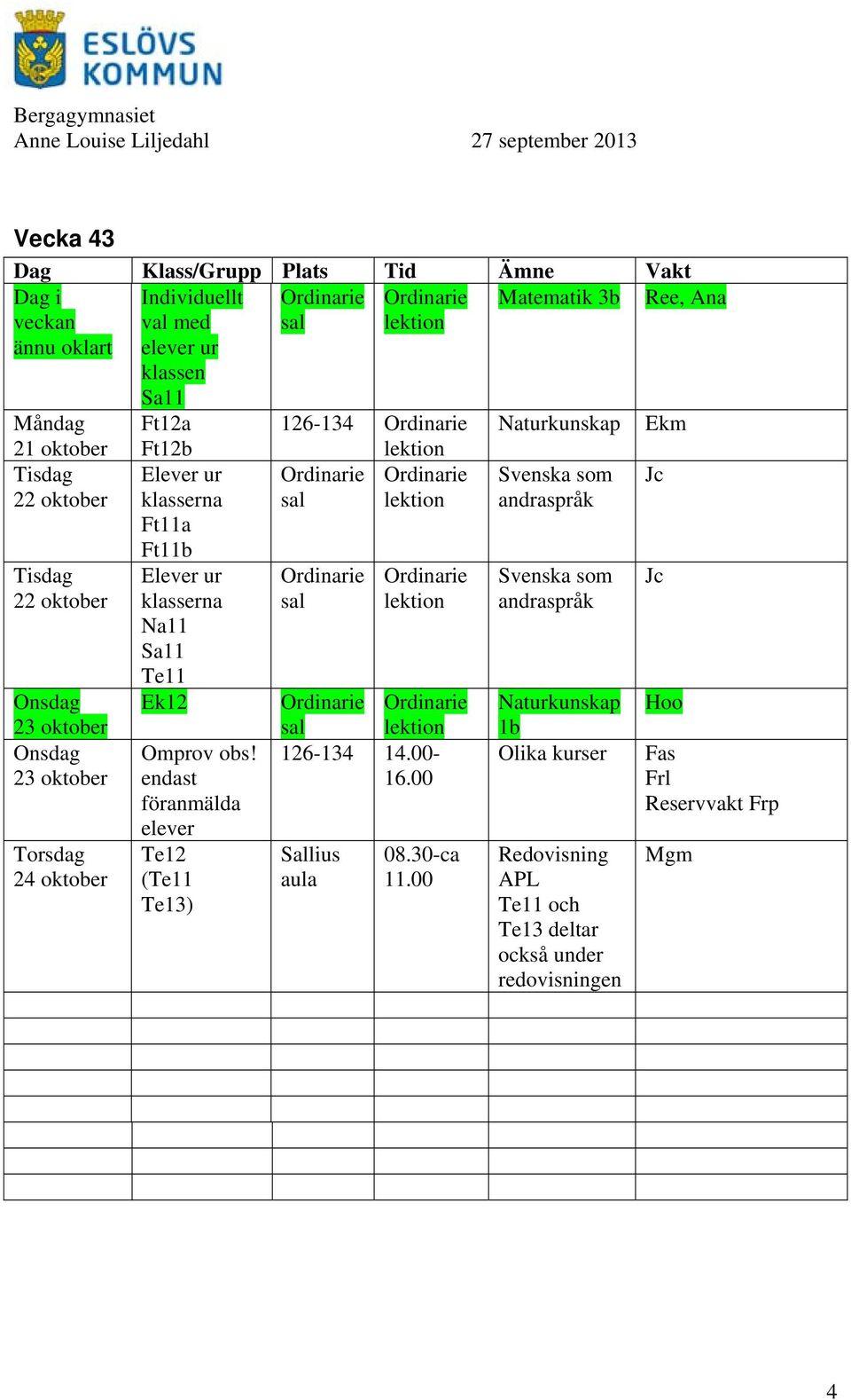 Ft11b Elever ur klasserna Sa11 Te11 Ek12 Te12 (Te11 Te13) Sallius aula 08.30-ca 11.