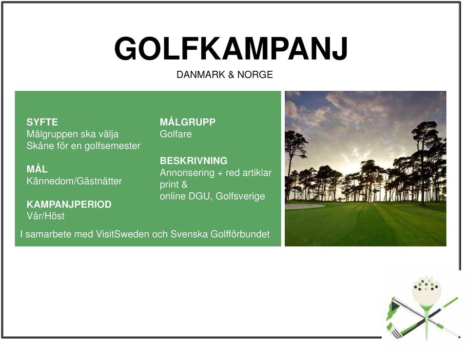 MÅLGRUPP Golfare BESKRIVNING Annonsering + red artiklar print &