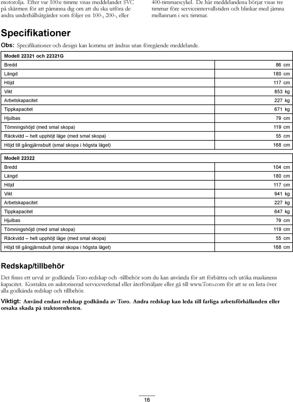 Specifikationer Obs: Specifikationer och design kan komma att ändras utan föregående meddelande.