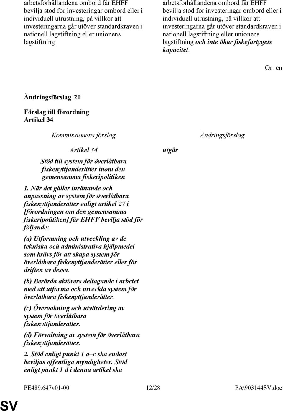 20 Artikel 34 Artikel 34 Stöd till system för överlåtbara fiskenyttjanderätter inom den gemensamma fiskeripolitiken 1.