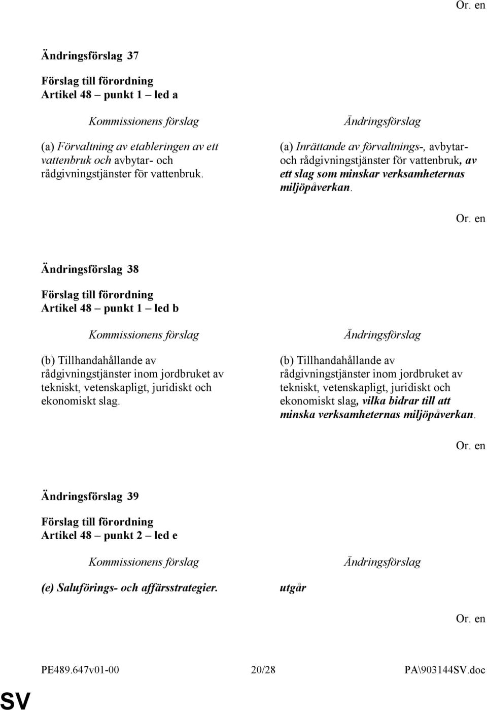 38 Artikel 48 punkt 1 led b (b) Tillhandahållande av rådgivningstjänster inom jordbruket av tekniskt, vetenskapligt, juridiskt och ekonomiskt slag.