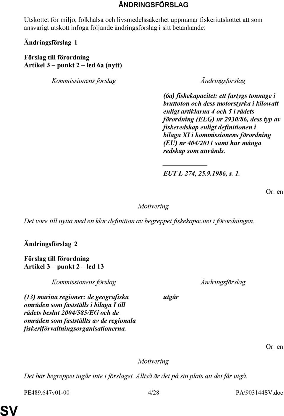 definitionen i bilaga XI i kommissionens förordning (EU) nr 404/2011 samt hur många redskap som används. EUT L 274, 25.9.1986, s. 1.