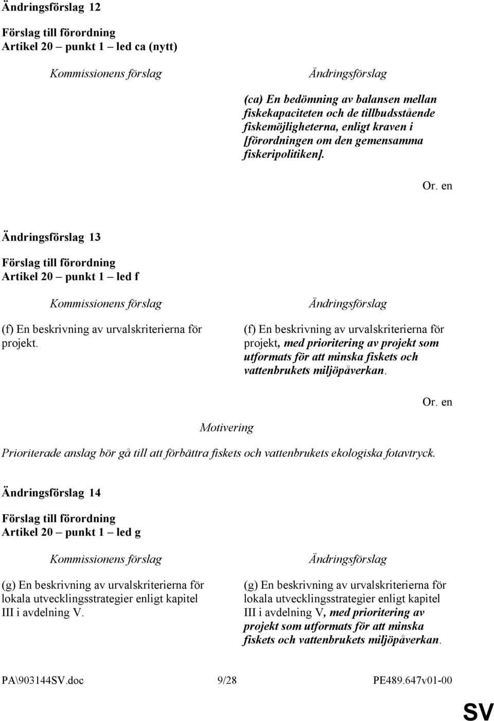 (f) En beskrivning av urvalskriterierna för projekt, med prioritering av projekt som utformats för att minska fiskets och vattenbrukets miljöpåverkan.