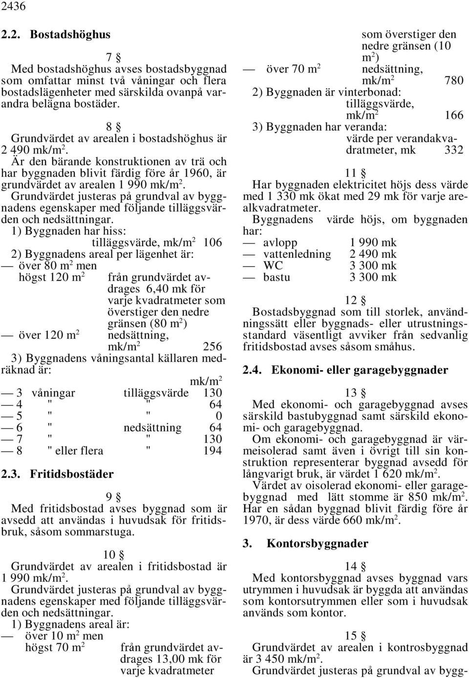 dratmeter, mk Är den bärande konstruktionen av trä och har byggnaden blivit färdig före 'r 1960, är 11 grundvärdet av arealen 1 990 mk/m.