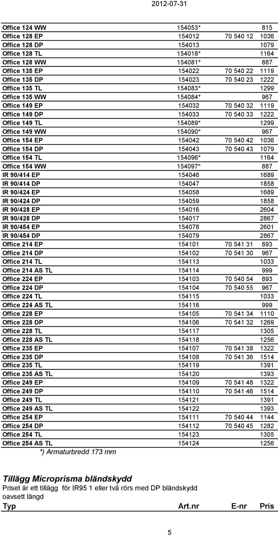 154 EP 154042 70 540 42 1036 Office 154 DP 154043 70 540 43 1079 Office 154 TL 154096* 1164 Office 154 WW 154097* 887 IR 90/414 EP 154046 1689 IR 90/414 DP 154047 1858 IR 90/424 EP 154058 1689 IR