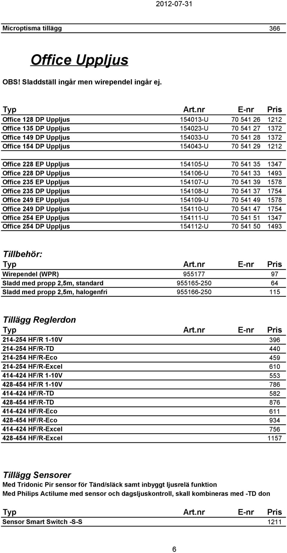 Uppljus 154105-U 70 541 35 1347 Office 228 DP Uppljus 154106-U 70 541 33 1493 Office 235 EP Uppljus 154107-U 70 541 39 1578 Office 235 DP Uppljus 154108-U 70 541 37 1754 Office 249 EP Uppljus