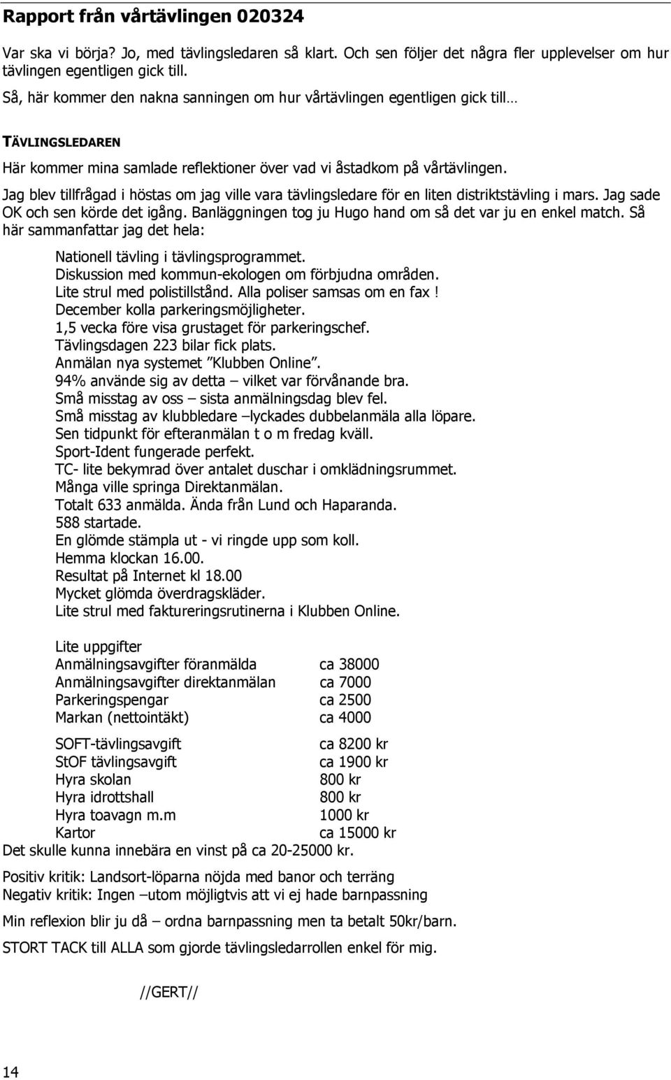 Jag blev tillfrågad i höstas om jag ville vara tävlingsledare för en liten distriktstävling i mars. Jag sade OK och sen körde det igång. Banläggningen tog ju Hugo hand om så det var ju en enkel match.