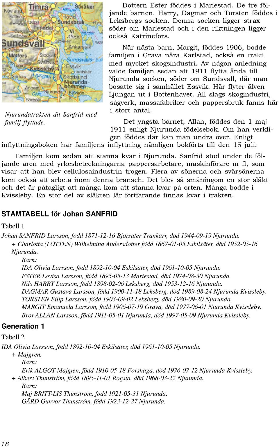 ESTER Lovisa Larsson, född 1895-05-13 Mariestad, död 1974-08-30 Njurunda. Nils HARRY Larsson, född 1898-02-06 Leksberg, död 1953-12-16 Njurunda.