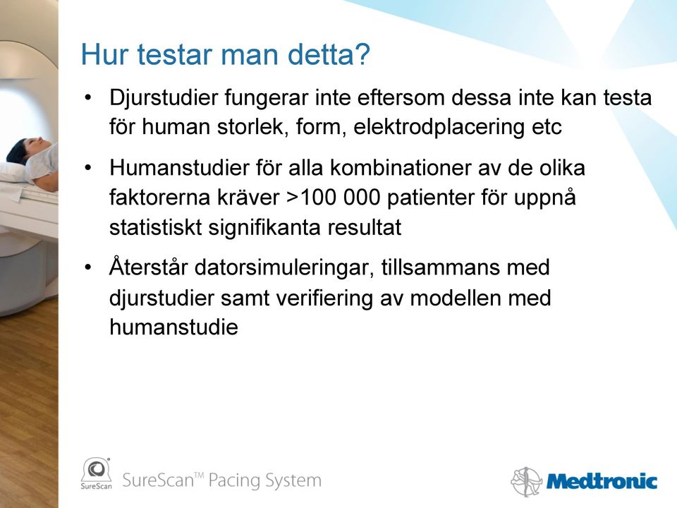 elektrodplacering etc Humanstudier för alla kombinationer av de olika faktorerna kräver