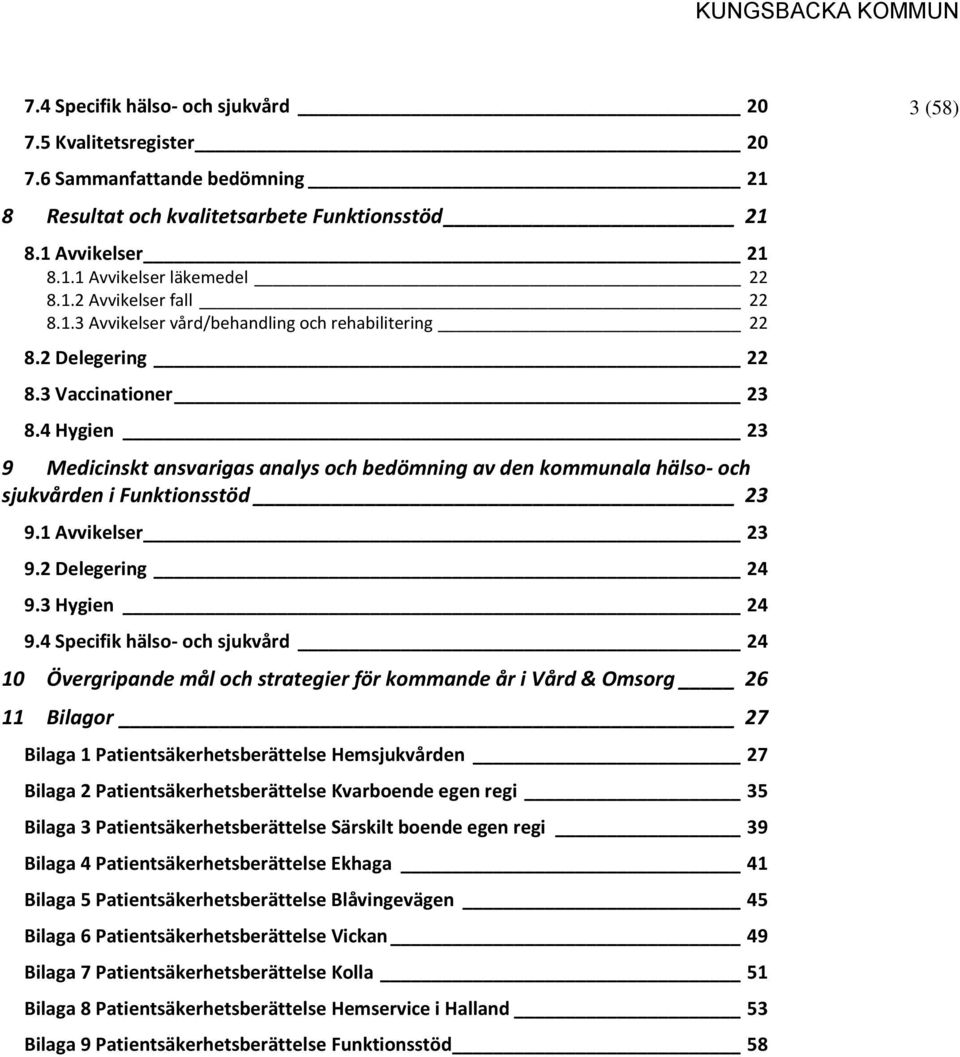 4 Hygien 23 9 Medicinskt ansvarigas analys och bedömning av den kommunala hälso- och sjukvården i Funktionsstöd 23 9.1 Avvikelser 23 9.2 Delegering 24 9.3 Hygien 24 9.