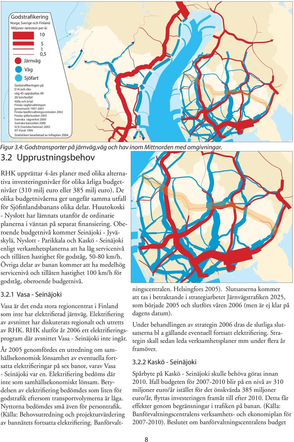 4: Godstransporter på järnväg,väg och hav inom Mittnorden med omgivningar. 3.