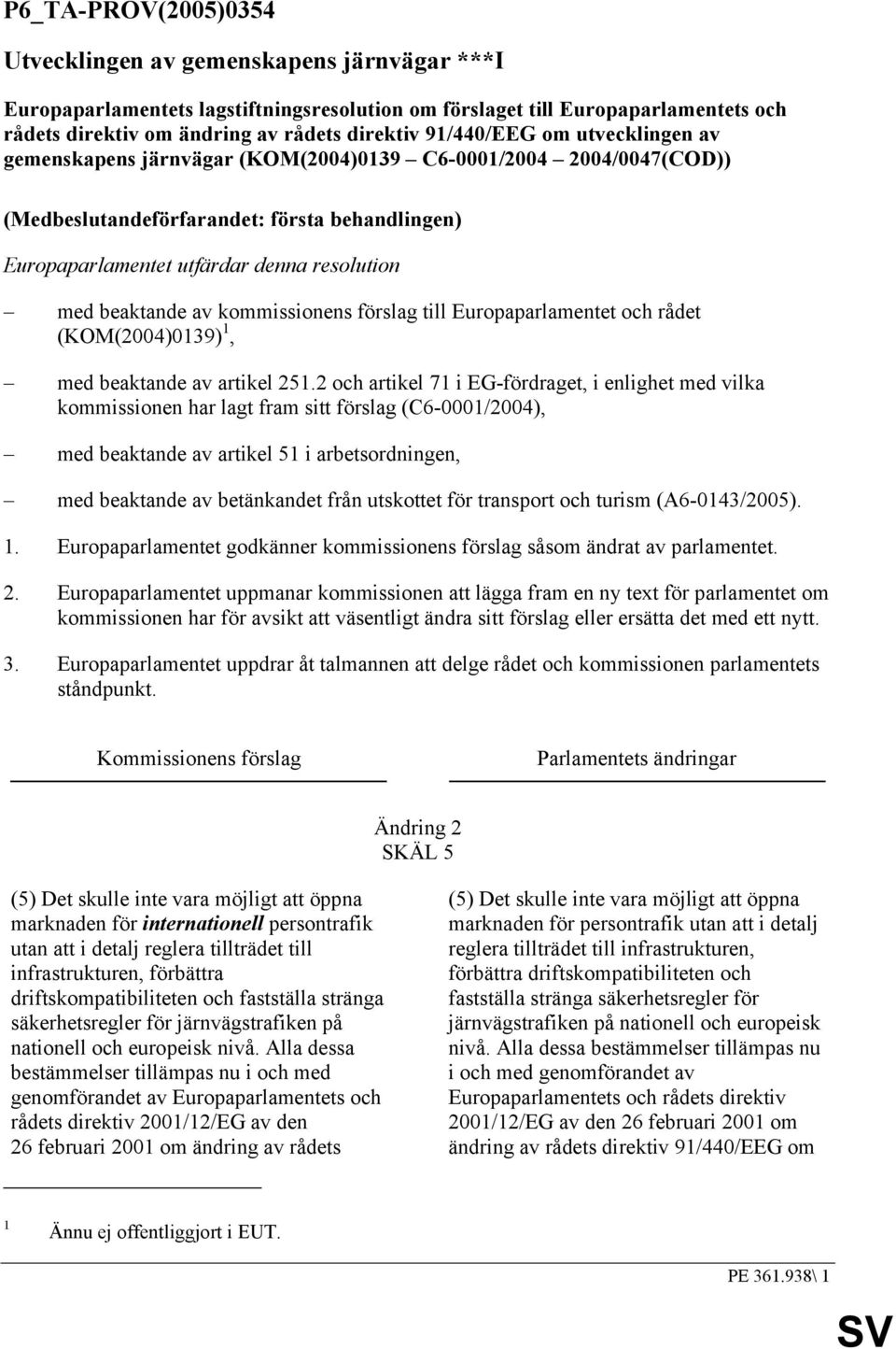 beaktande av kommissionens förslag till Europaparlamentet och rådet (KOM(2004)0139) 1, med beaktande av artikel 251.