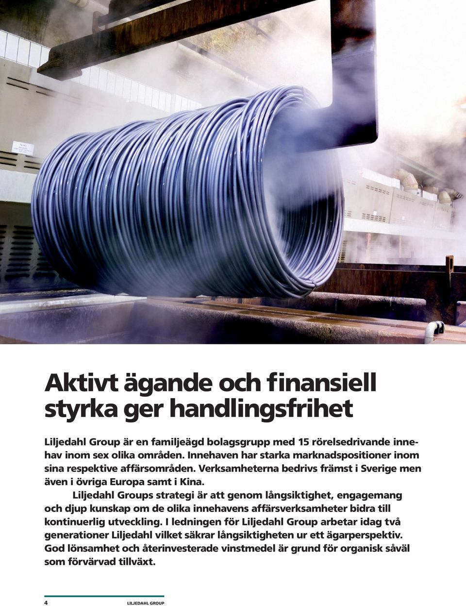 Liljedahl Groups strategi är att genom långsiktighet, engagemang och djup kunskap om de olika innehavens affärsverksamheter bidra till kontinuerlig utveckling.