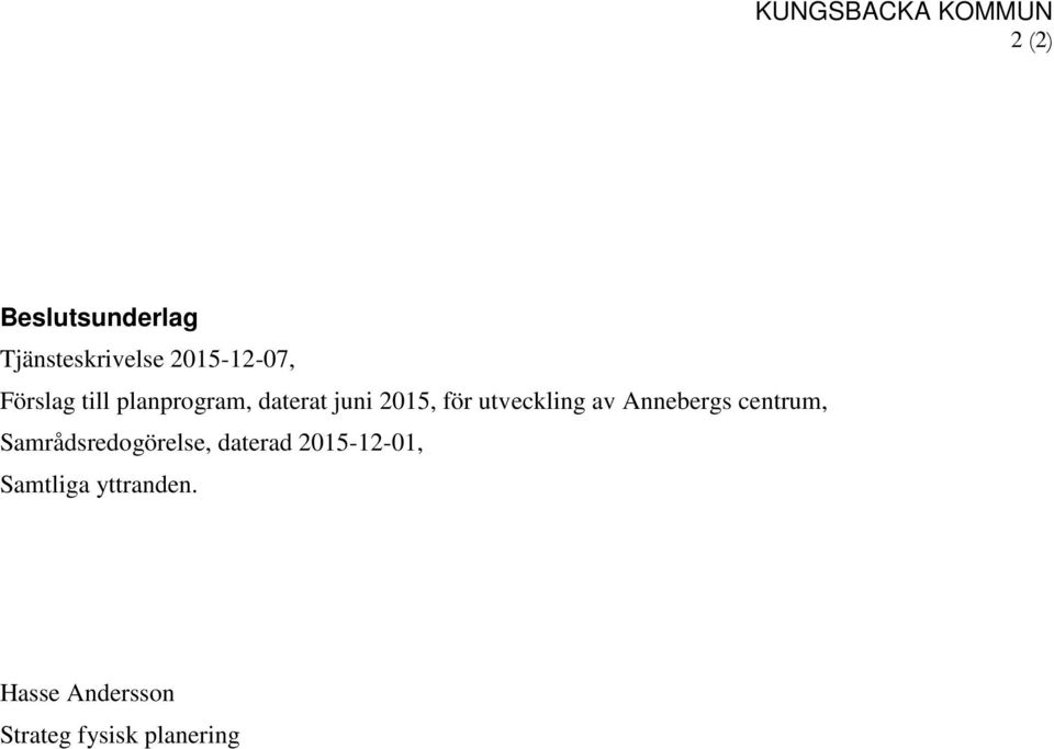 utveckling av Annebergs centrum, Samrådsredogörelse, daterad