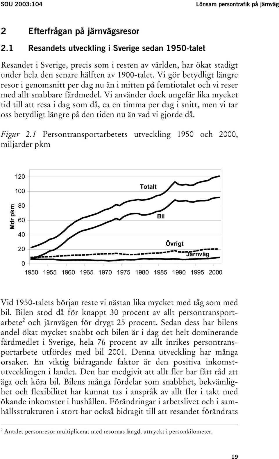 Vi gör betydligt längre resor i genomsnitt per dag nu än i mitten på femtiotalet och vi reser med allt snabbare färdmedel.