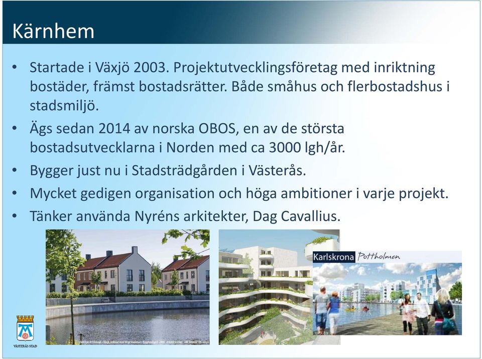 Både småhus och flerbostadshus i stadsmiljö.