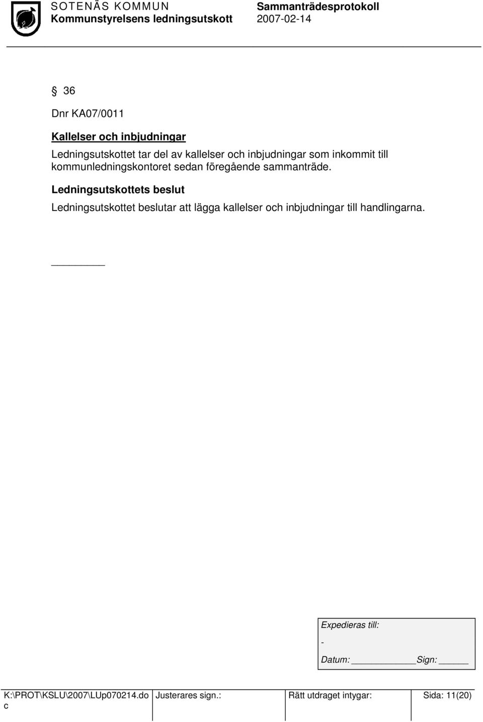 föregående sammanträde.