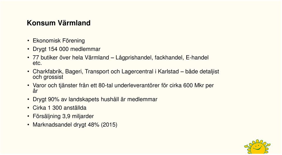 Charkfabrik, Bageri, Transport och Lagercentral i Karlstad både detaljist och grossist Varor och