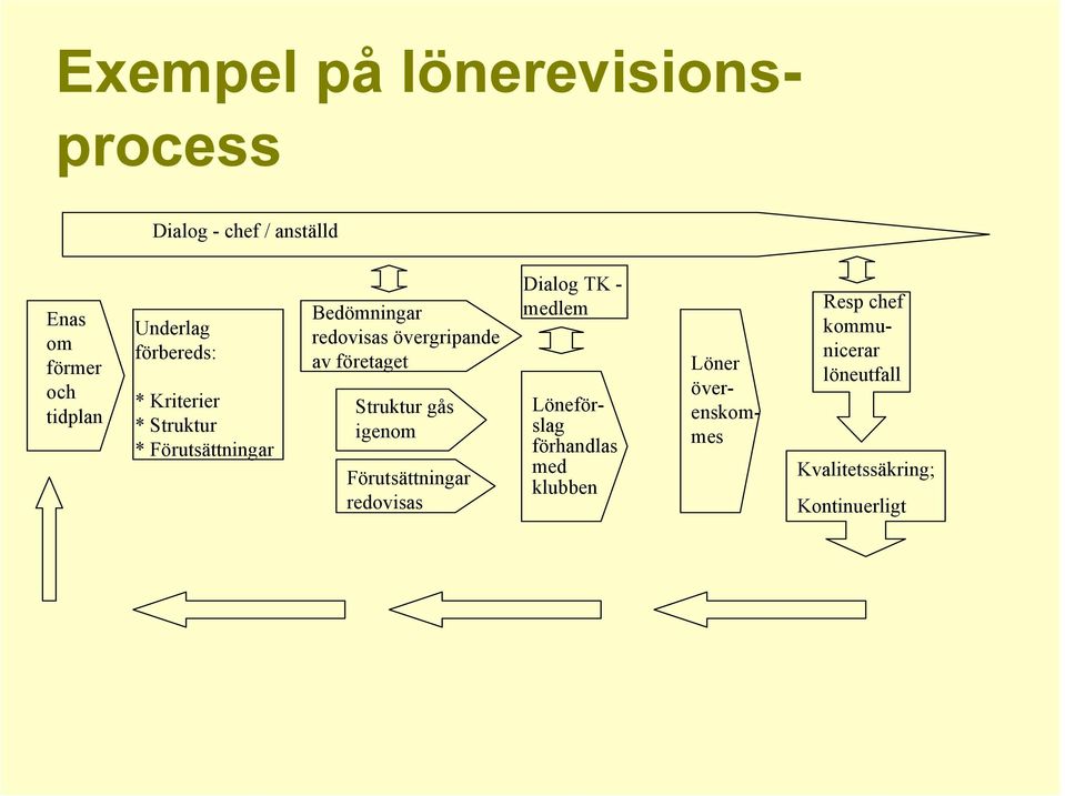 företaget Struktur gås igenom Förutsättningar redovisas Dialog TK - medlem Löneförslag